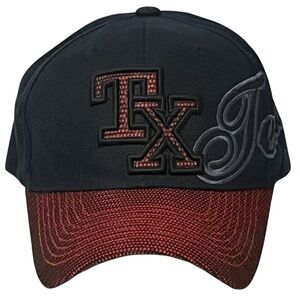 Texas Adjustable Black Ball Cap with Red TX Design by Blue Ocean